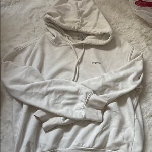 H&M white Pullover Hoodie with Ribbed Cuffs
